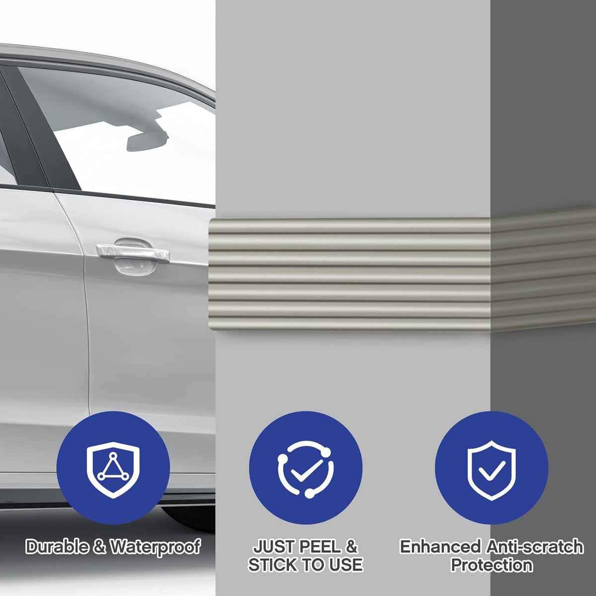 Garage Wall Protector 3.15in x 10ft Self-Adhesive Rubber Bumper Protectors Strip for Car SUV Doors Waterproof Anti-Scratch Wall Bumper Guard for Garage Car(Gray)
