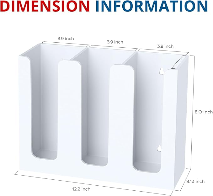 KOTEMON Acrylic Cup Holder, 3 Compartment, Disposable Coffee Cup Dispenser Storage Organizer, White