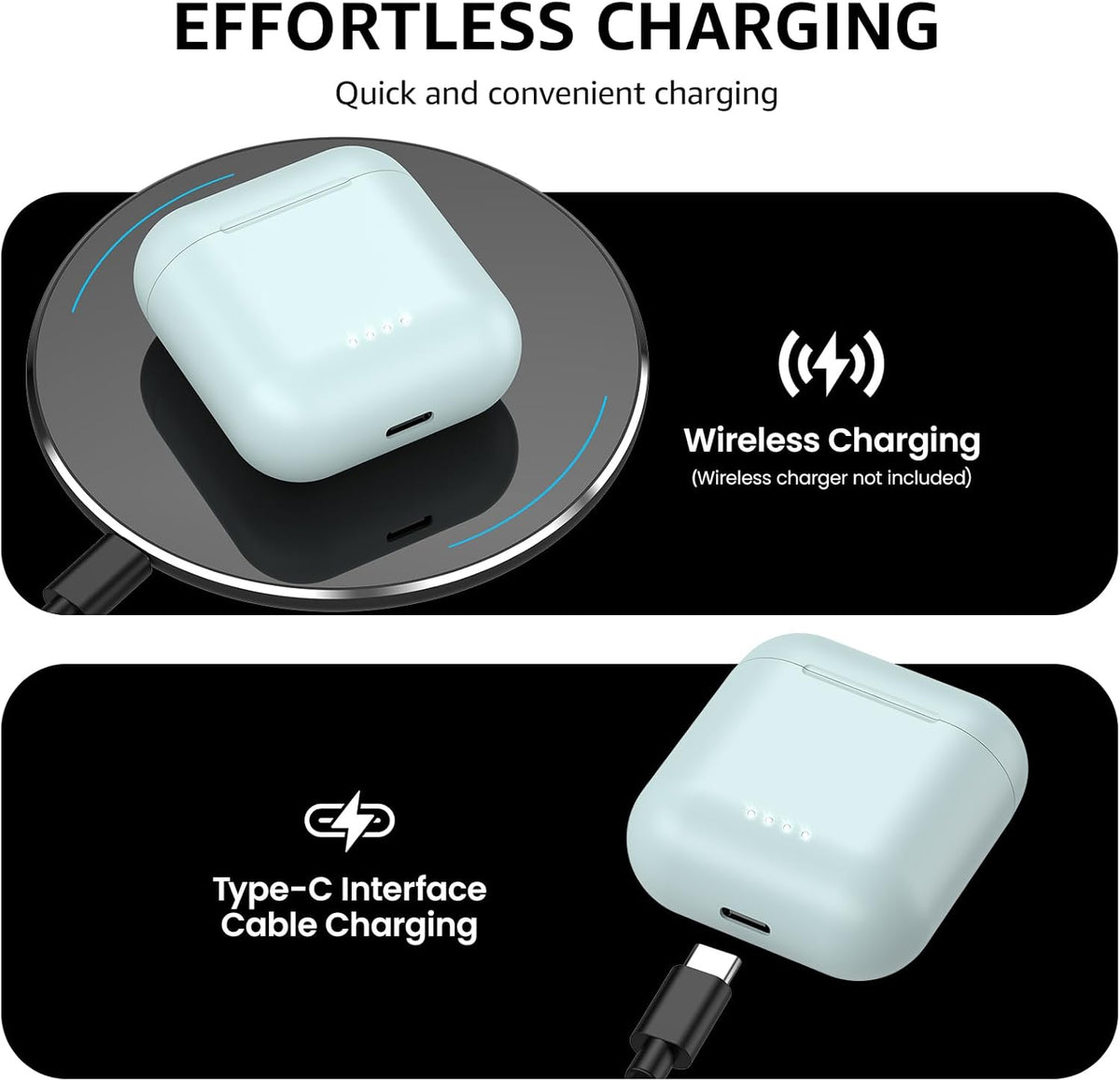 TOZO T6 Wireless Earbuds, IPX8 Waterproof Ear Buds, Stereo Bass Sound Bluetooth 5.3 Headphones in Ear, 50 Hours Playtime Earphones, Wireless Charging Case, Custom 32 EQ via APP