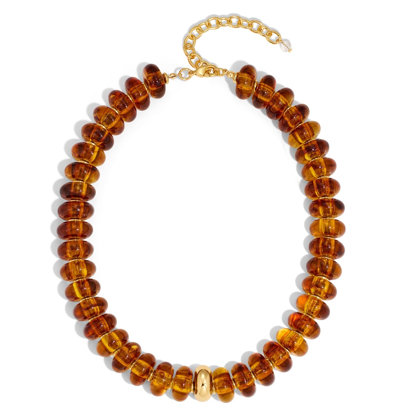 HolidayQbee Beaded Necklace for Women Chunky Beaded Choker Necklace Boho Oval Amber Big Bead Statement Necklaces Fashion Trendy Summer Beach Jewelry Gifts