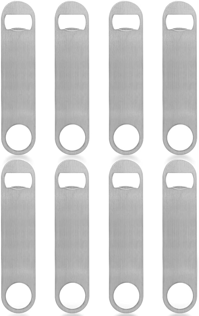 KISEER Heavy Duty Stainless Steel Flat Bottle Opener, 8 Pack Beer Bottle Opener for Kitchen, Bar or Restaurant