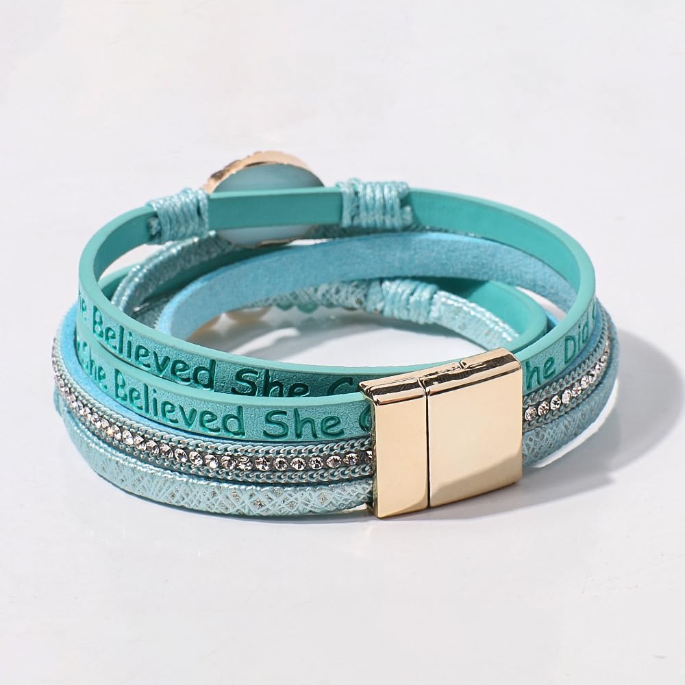 Artilady Leather Wrap Bracelet for Women - Handmade Clasp Bangle Bracelet with Pearl Beads Crystal Wristbands Jewelry Gift for Ladies and Mother