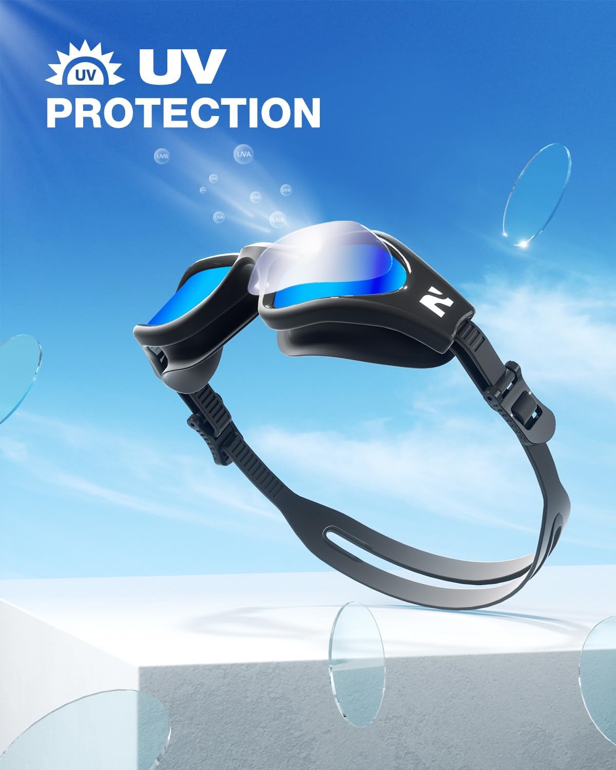 ZIONOR G1 Lite Swim Goggles with Swim Cap Comfortable Anti-fog Swimming Goggles Cap Set for Adult Men Women