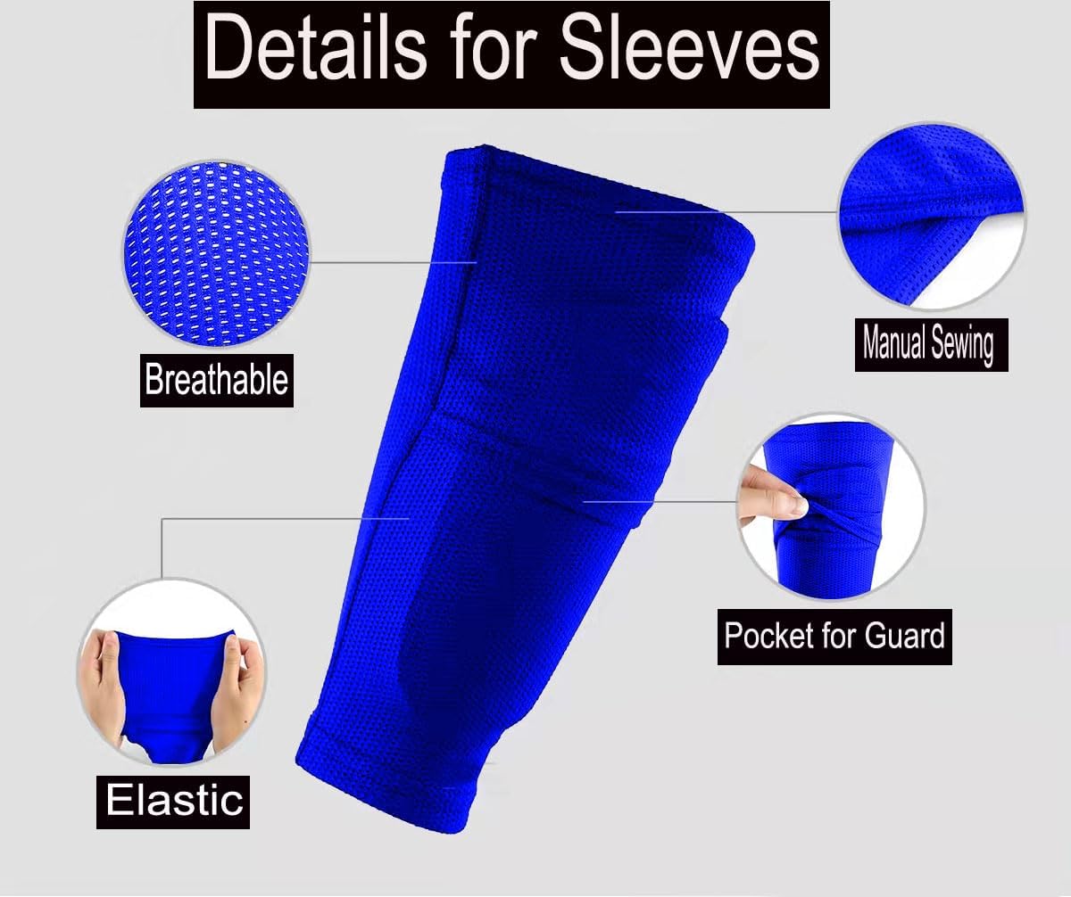 Soccer Shin Guards for Kid Youth Teen Adult - Shin Guards Sleeves with Inserted Pocket Cushion Protection Reduce Shocks and Injuries for TeamSports
