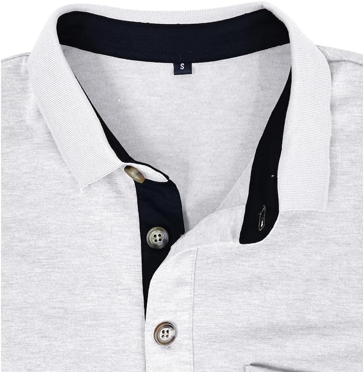 Men's Casual Polo Shirts Classic Button Basic Short Sleeve Shirt Solid Color Cotton Tees Golf Stylish Tops