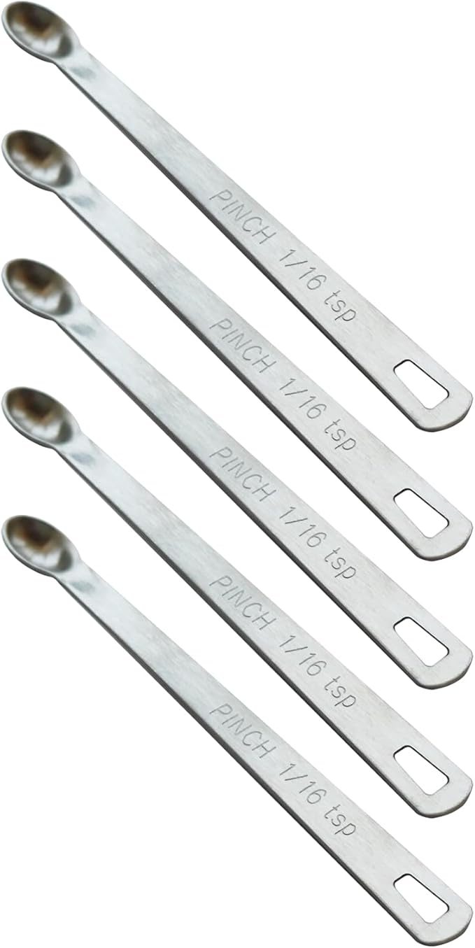 5PCS 1/16 Teaspoon(1/16tsp, 0.31ml, Pinch) Single Tiny Measuring Spoon, Small Individual Stainless Steel Measure Spoons Only