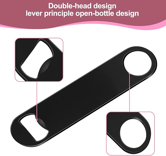 WEGAZ-15 Pack 7inch Black Stainless Steel Flat Beer Bottle Opener,Stainless Steel