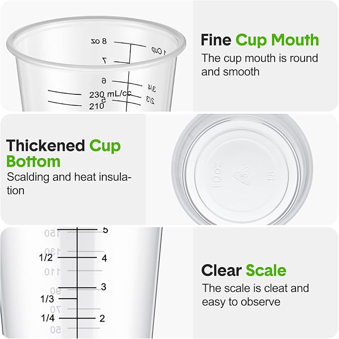Yunsailing 50 Pack Disposable Measuring Cups for Resin 8 oz Clear Plastic Epoxy Reusable Liquid Mixing Cups for Cooking and Baking Supplies