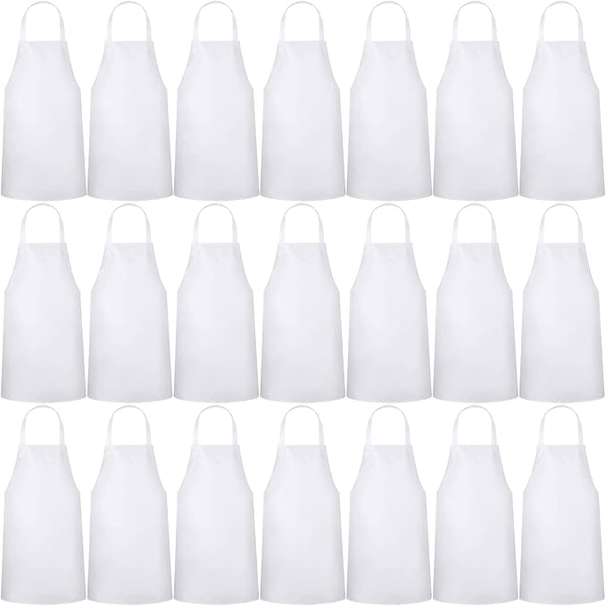 Foaincore Bib Aprons, Unisex Apron No Pocket Bulk Machine Washable Plain Aprons for Women Men Chef Kitchen Drawing