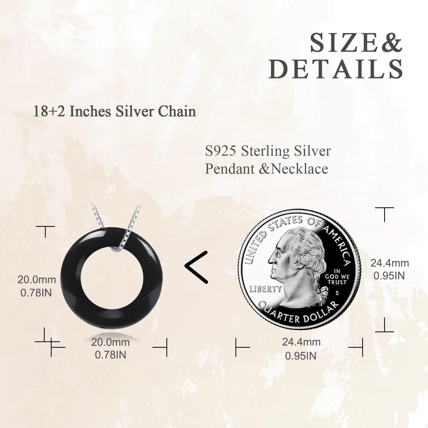 AOBOCO 925 Sterling Silver Circle Necklace with Obsidian Necklace for Women Birthday Gift Christmas Holiday Gift (Dia 0.78" Obsidian)
