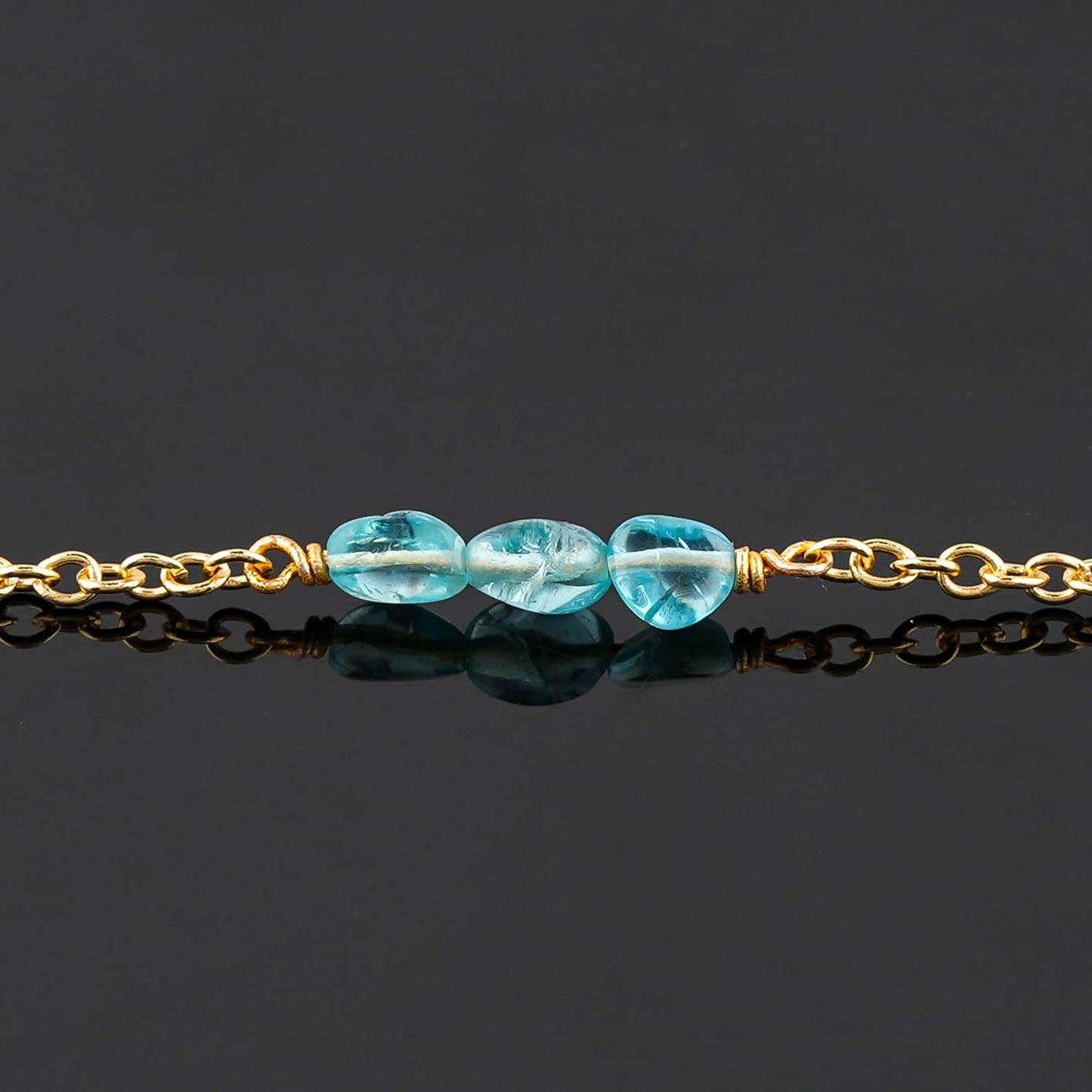 CRYSTALINES Natural Sky Blue Apatite Gemstone Nuggets Beads, Handmade Station Dangle Star Charms Anklet, 14K Gold Plated, Adjustable Fashion Boho Jewelry for Women, Healing Crystals, Christmas Gift
