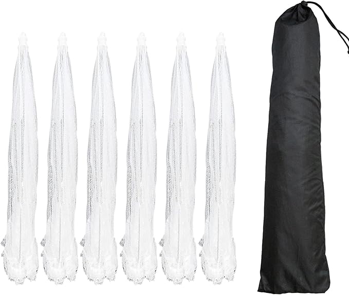 Simply Genius Pop-Up Mesh Food Covers for Outdoors - 6 Pack Extra Large 39" x 24", White, Collapsible & Reusable - Buffet Food Covers & Bug-Net Tent for Picnic, Party & Camping