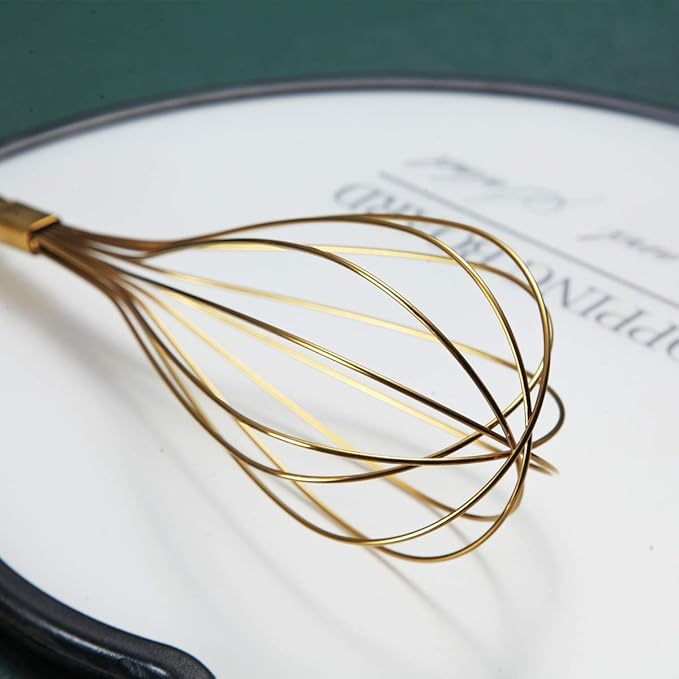 Gold Whisk, Berglander Whisk For Cooking With Titanium Gold Plating, Stainless Steel Balloon Whisk, Sturdy Kitchen Wire Whisk Set for Cooking, Baking, Blending, Beating, Dishwasher Safe, Easy to Clean