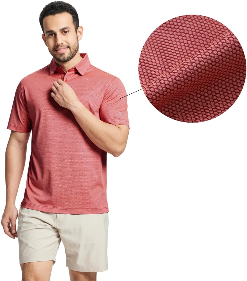 M MAELREG Golf Shirts for Men Dry fit Sports Jacquard Lightweight Performance Texture Short Sleeve Collared Polo Shirts