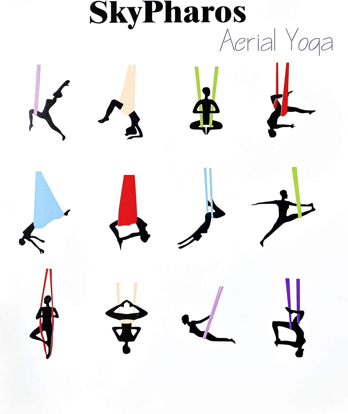 5.5 Yards Aerial Silks Yoga Swing Set - Aerial Yoga Hammock Kit Anti-Gravity Flying for Fitness, Low/Non Stretch Nylon Tricot Fabric Hardware Included for Dance