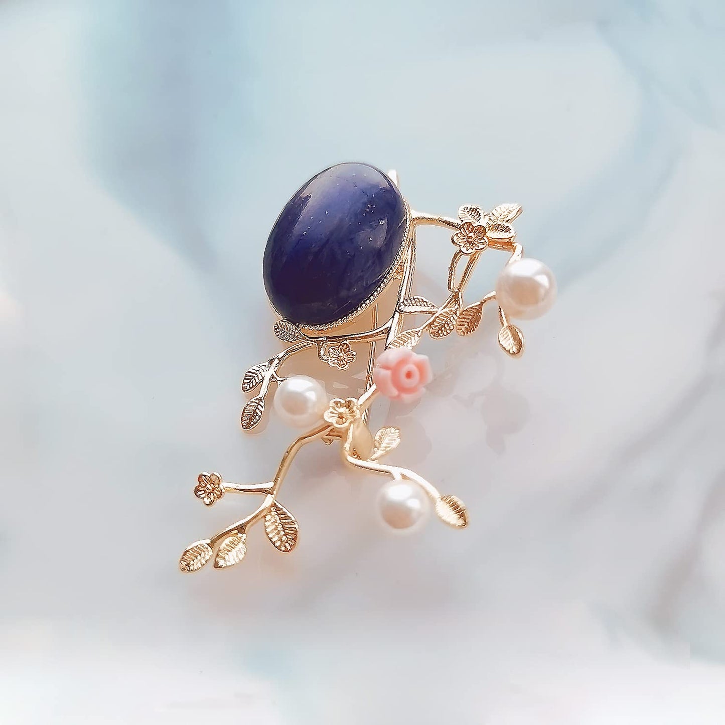 CCijiNG New Year Brooches for Women with Crystal, Flower, Rhinestone Brooches Pins Elegant Jewelry Blossom Fashionable Gifts Ladies Bouquet Brooches Pin for Birthday, Party, New Year, Copper, pearl