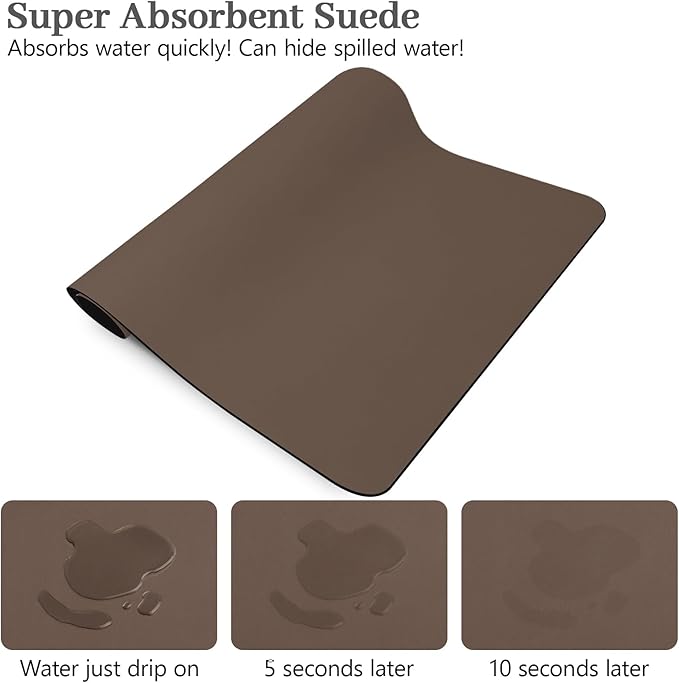 Bloss Absorbent Coffee Mat, Dish Drying Mat for Kitchen Counter Coffee Bar Accessories Espresso Machine, Dish Drainer/Home Improvement(16.1"x24.1", Brown)