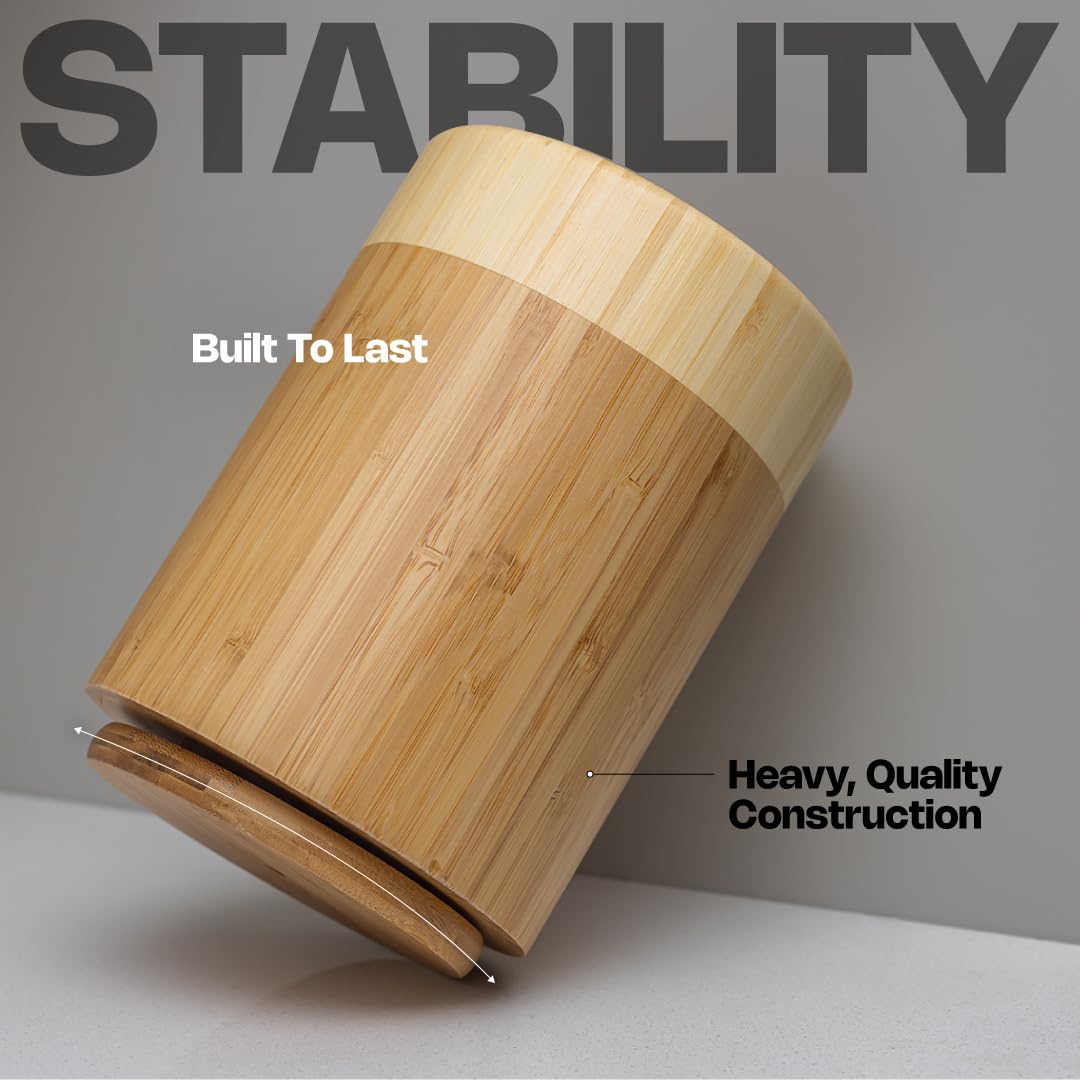 Samma Bamboo Kitchen Utensil Holder - Space-saving Countertop Utensil Organizer - Rotating Wooden Utensil Crock