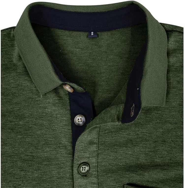 Men's Casual Polo Shirts Classic Button Basic Short Sleeve Shirt Solid Color Cotton Tees Golf Stylish Tops