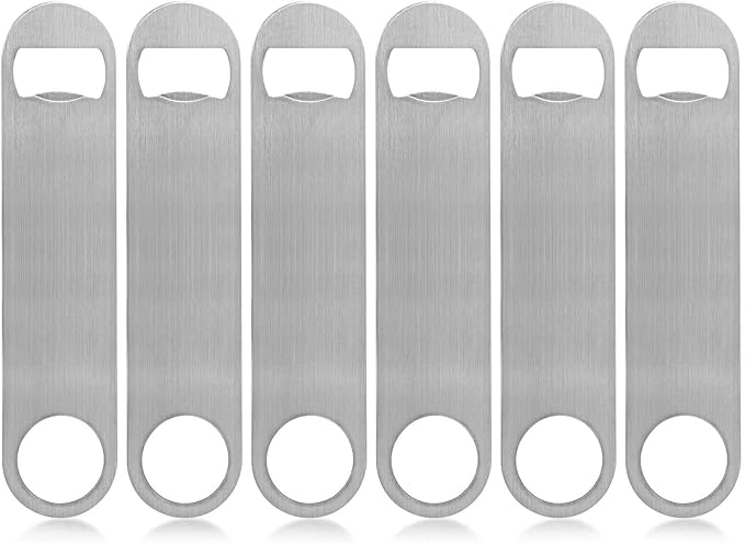 KISEER Heavy Duty Stainless Steel Flat Bottle Opener, 6 Pack Beer Bottle Opener for Kitchen, Bar or Restaurant