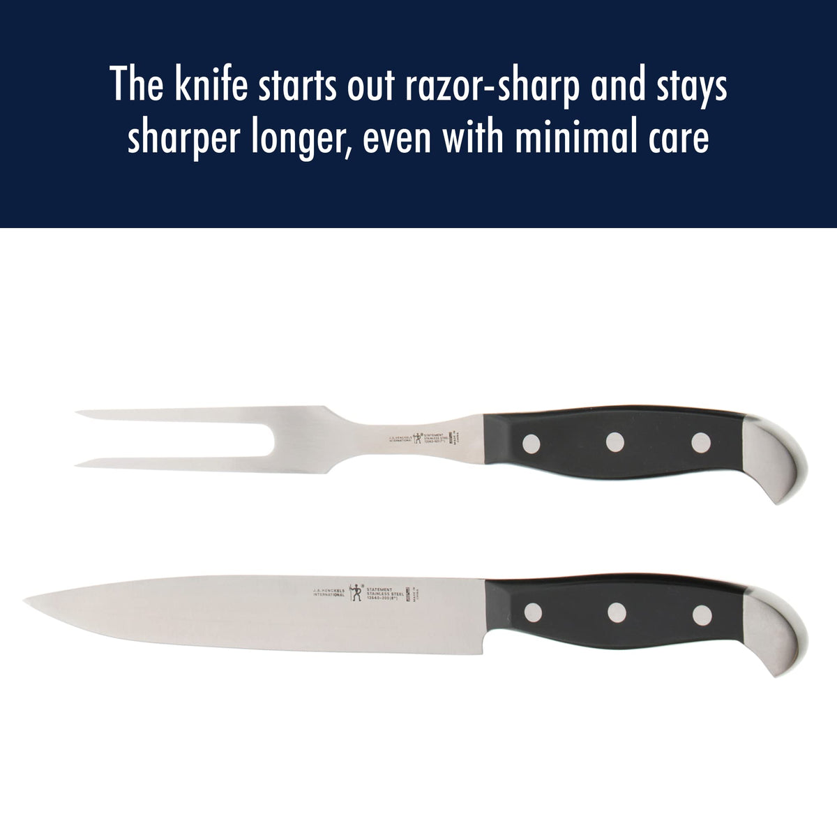 HENCKELS Statement Razor-Sharp 2-pc Carving Set, German Engineered Informed by 100+ Years of Mastery, Black/Stainless Steel