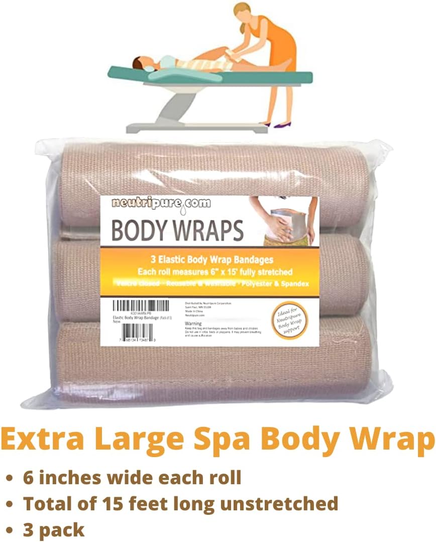 Neutripure Body Wrap Support - Elastic Stretch Bandages - Washable and extra wide (Pack of 3)