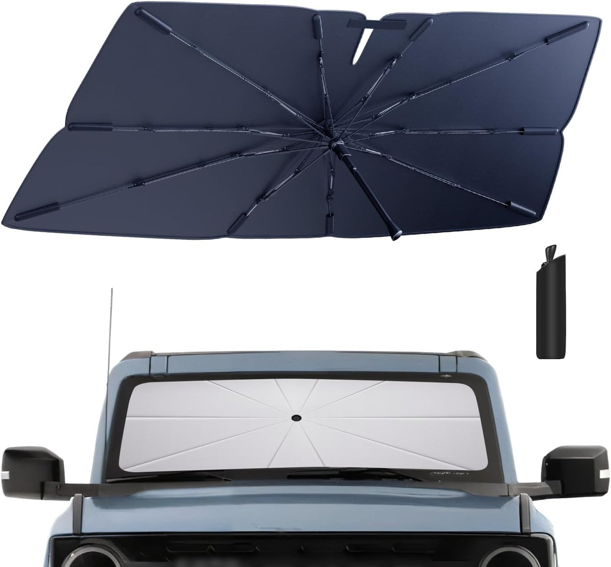 Windshield Sun Shade Umbrella: for Ford Bronco-Sport-2021-2024 - Front Custom Car Window Shades - Foldable Bronco Sport Sunshades Block UV Keep Cool