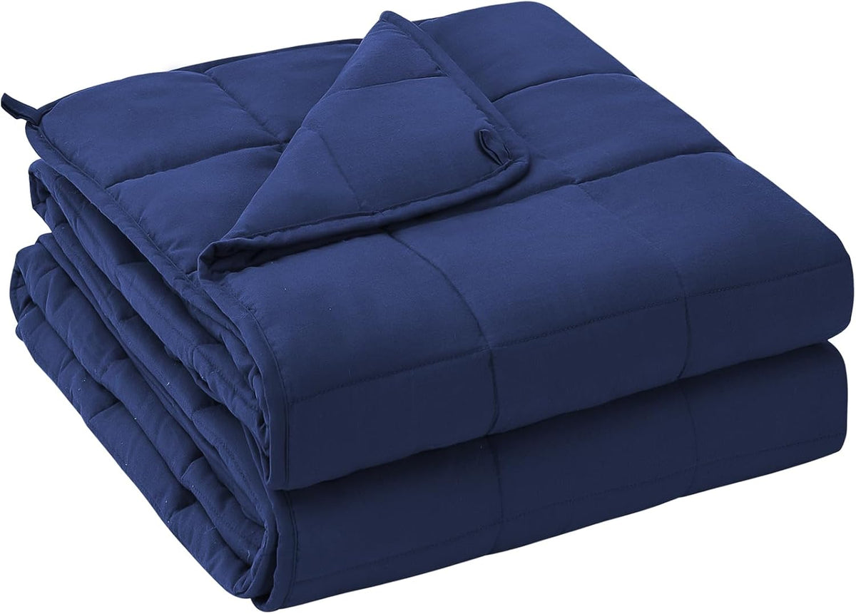 yescool Weighted Blanket for Adults (10 lbs, 48" x 72", Blue) Cooling Heavy Blanket for Sleeping Perfect for 90-110 lbs, Twin Size Breathable Blanket with Premium Glass Bead, Machine Washable