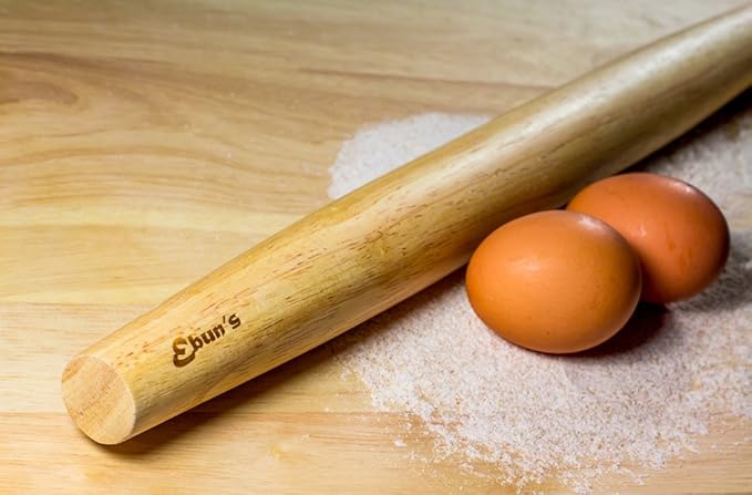 French Rolling Pin – 18 Inch Wooden Dough Roller for Baking Pizza, Pie Crust, Cookies & Pasta | Essential Kitchen Tool & Gift for Bakers, Chefs & Home Cooks