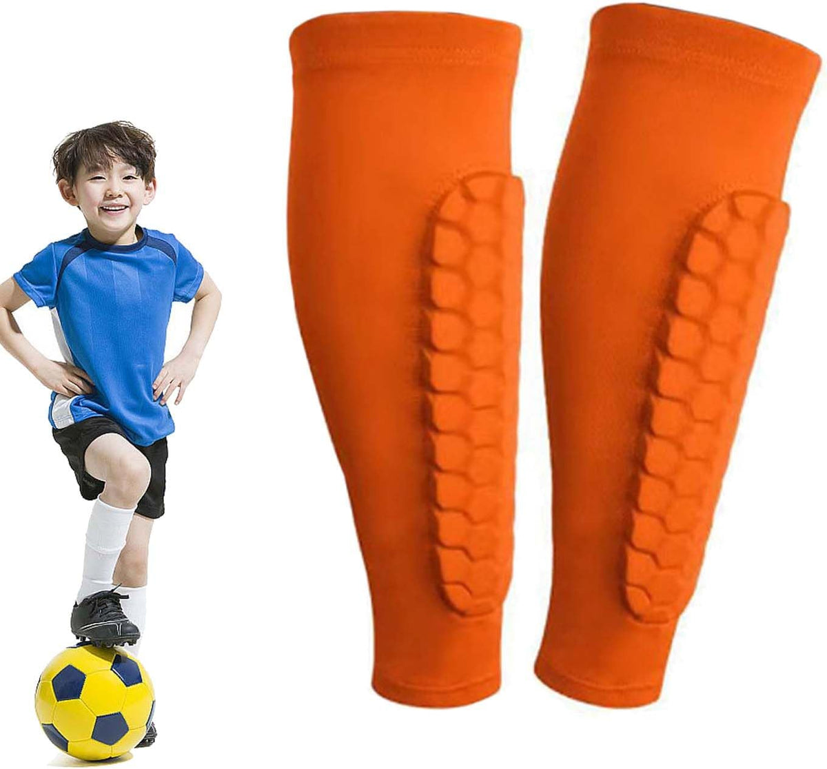 Shin Defender Shin Guards Kids 2 Pair, Shindefender Shin Guards Soccer, with Honeycomb Pads, for Soccer Kids Youth Adult