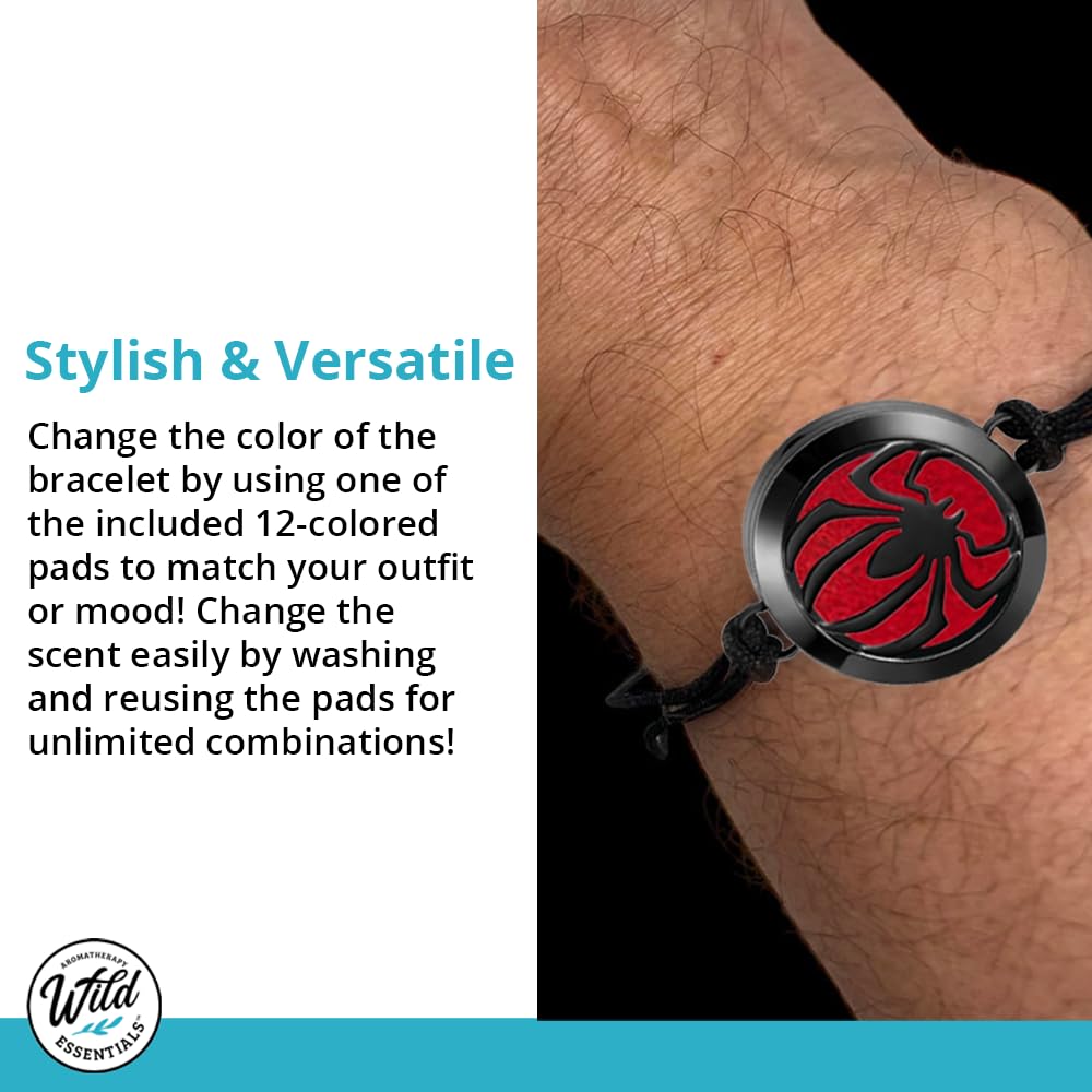 Wild Essentials Potter Hallows Essential Oil Diffuser Bracelet, Stainless Steel Aromatherapy Locket, Adjustable Nylon Band, 12 Color Pads, Customizable Color Changing Perfume Jewelry for Aromatherapy