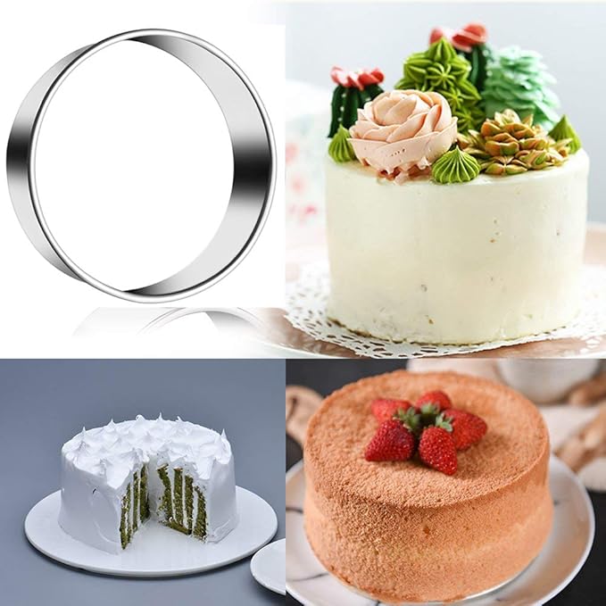 9 Pieces Stainless Steel Cookie Cutter Set Biscuit Plain Edge Round Cutters Metal Ring Baking Molds