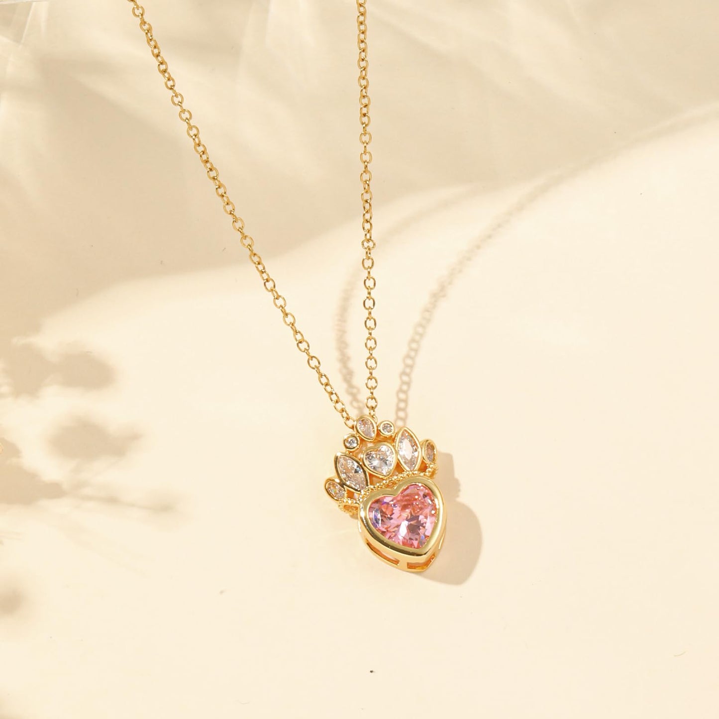 crataly Rose Quartz Crown Heart Necklace for Women-Gold Plated October Birthstone Princess Crown Pendant For Valentine's Day Mother's Day Thanksgiving Day Christmas Birthday Gifts