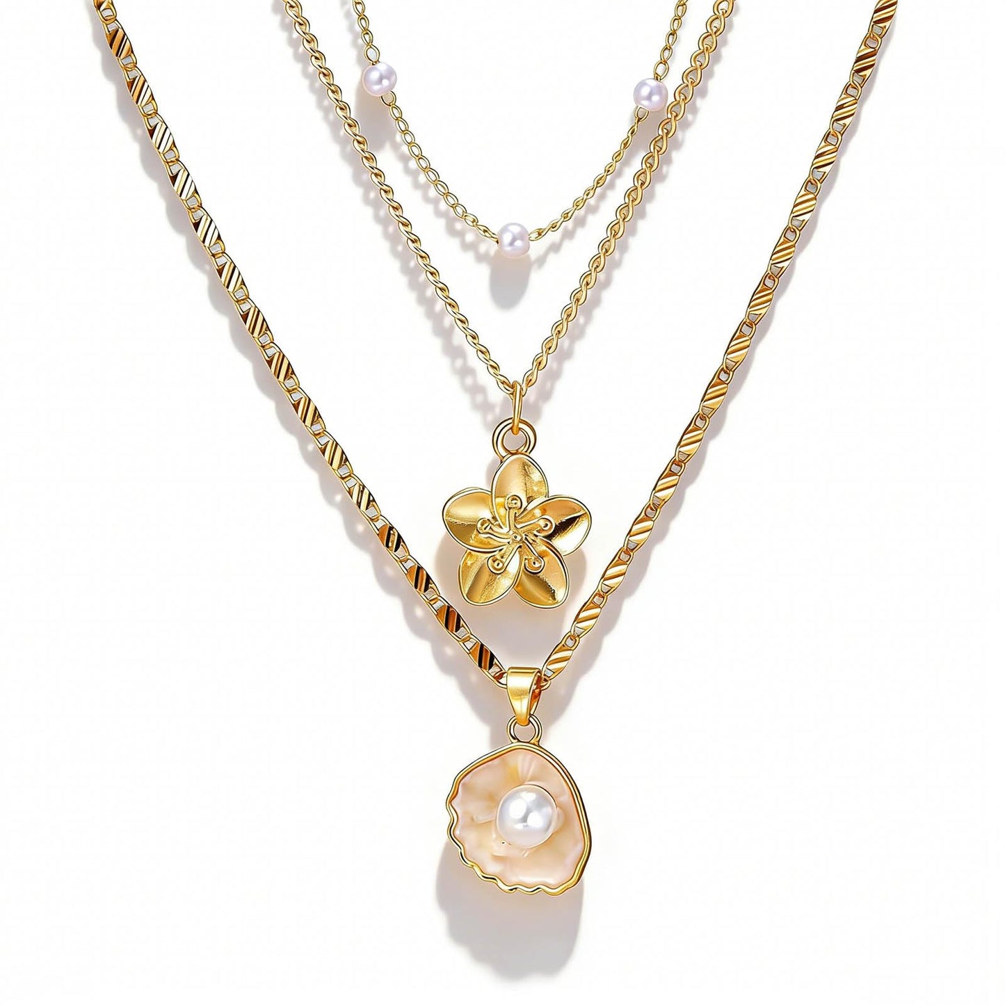 Charm Pearl Shell Necklaces for Women, Dainty Choker Necklace, Seashell Pearl Necklaces, Fashion Summer Cute Beach Jewelry Set Gifts for Women