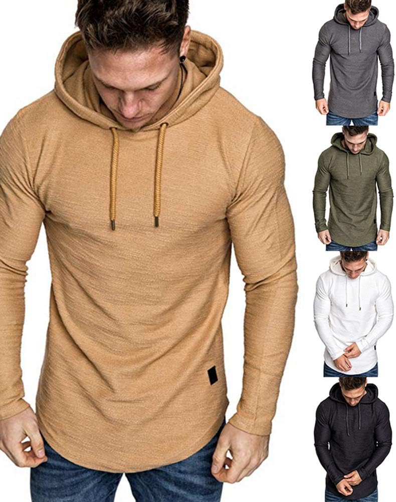 Lexiart Mens Fashion Athletic Hoodies Sport Sweatshirt Solid Color Fleece Pullover