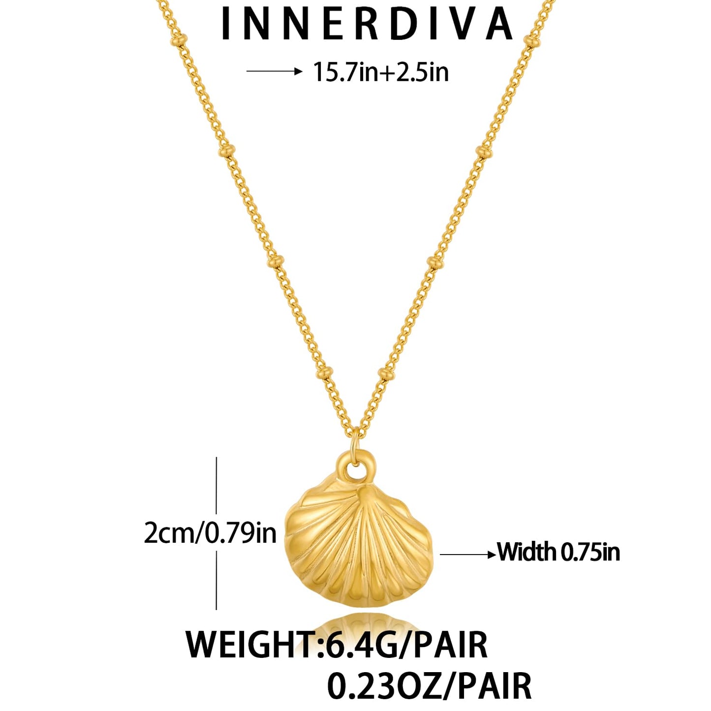 INNERDIVA Gold Summer Sea Shell Necklaces Shell Pendant Necklace Bohemian Beach Necklaces Holiday Jewelry Present