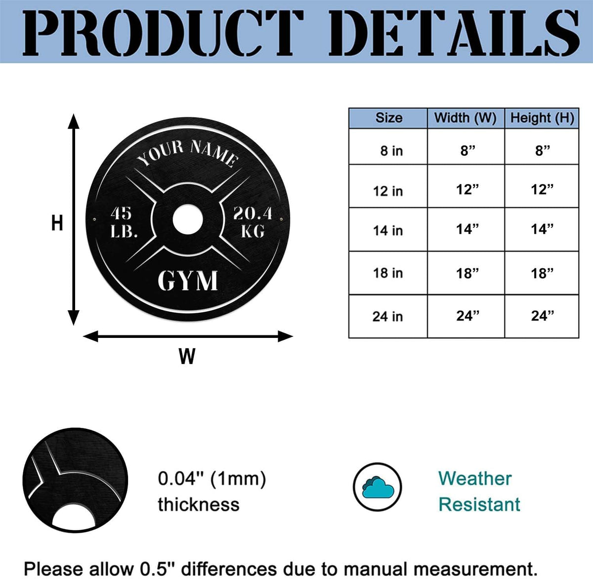 Personalized Home Gym LED Tin Metal Sign Multiple Sizes, Weight Lifting Exercise Workout Room Training Fitness Center Motivational Inspirational Quotes Decor Wall Art Hanging Accessories (06 LED)