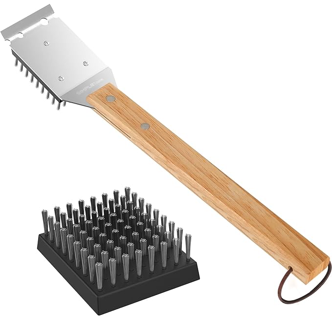 SIMPLETASTE Grill Brush and Scraper, BBQ Grill Cleaning Brush Kit, Safe Wire Scrubber, Universal Fit BBQ Cleaner Accessories for All Grates