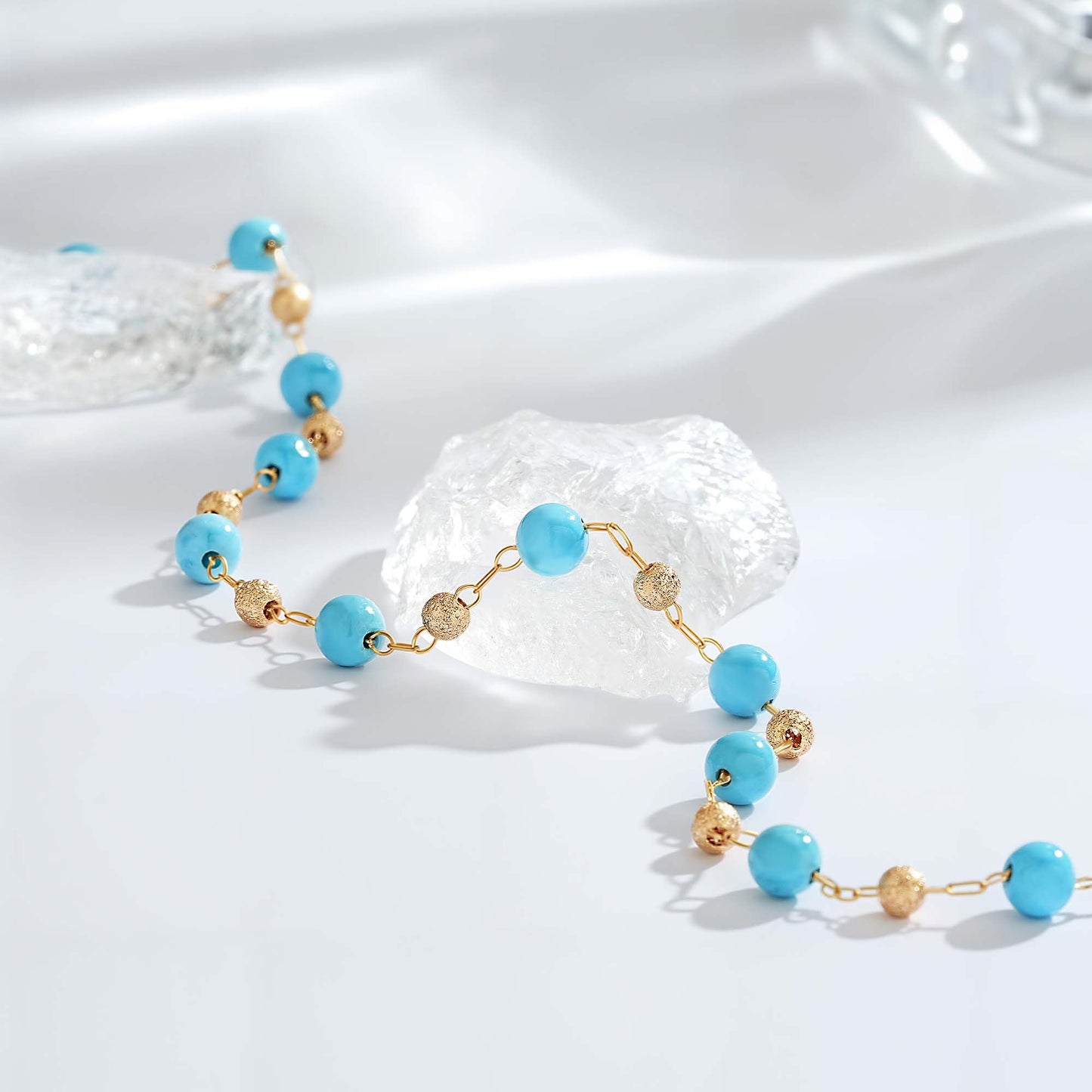 LOLAR RAY Turquoise Jewelry for Women - 14K Gold Plated Turquoise Necklace for Women Colorful Beaded Necklaces Summer Beach Boho Choker Bead Gift