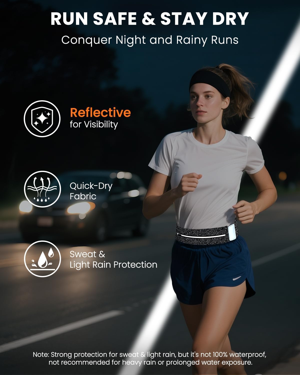 Running Belt for Women and Men, Adjustable Fanny Packs No Bounce Phone Holder for Running with Water Bottle & Headband, Waterproof Reflective Waist Packs for Runner Fits All Phones (M-Gray)