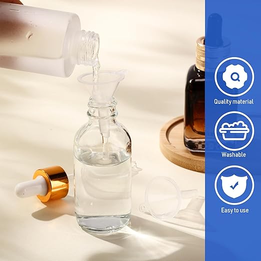 Hoolerry 100 Pcs Small Funnel for Filling Small Bottles Clear Plastic Mini Funnels for Lab Bottles Essential Oils Sand Art Bottle Skin Products Perfumes Spices (1.22 '')