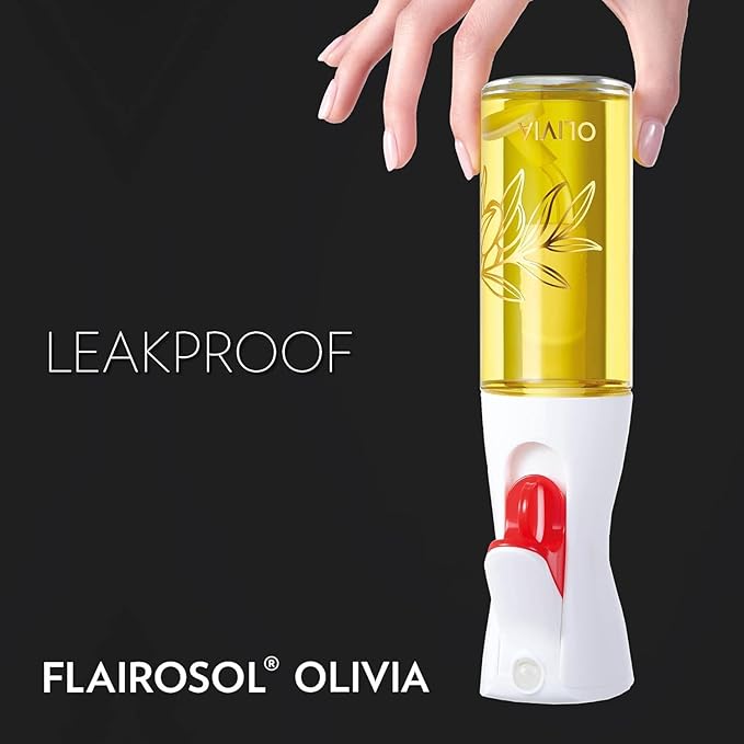 OLIVIA SIGNATURE Advanced Kitchen Oil Sprayer Technology, Fine Mist & Portion Control, Refillable Glass Olive Oil Cooking Spray Bottle for Air Fryer, Salad, BBQ, 130ml (Golden Leaves)