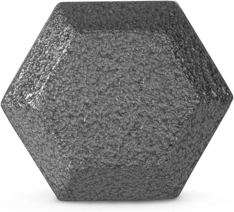 WF Athletic Supply Cast Iron Solid Hexagon Gray/Black Dumbbells, Strength Training Free Weights Set of 2 for Women and Men, Hand Weights Sold by Pairs, Multi-Select Size Options Available