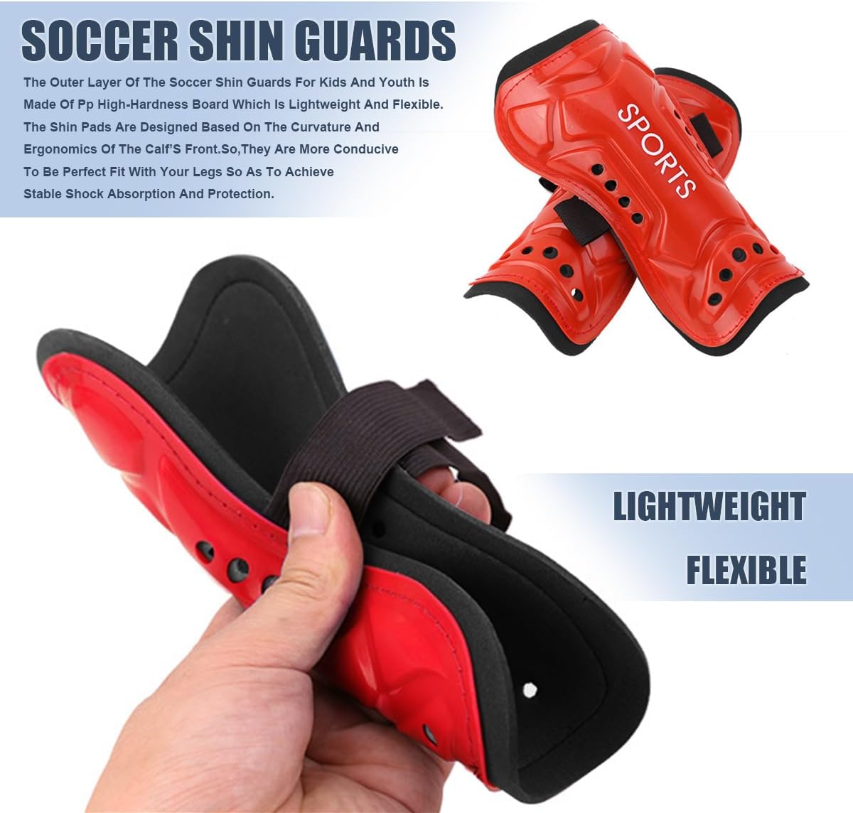 Youth Soccer Shin Guards for Kids Shin Pads Child Calf Protective Gear Protective Soccer Equipment for Boys Girls Children 3-15 Years Old