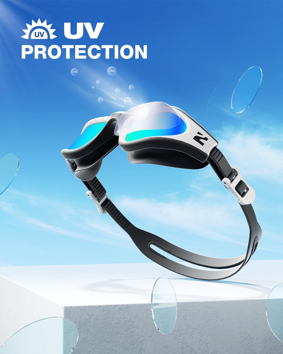 ZIONOR G1 Lite Swim Goggles with Swim Cap Comfortable Anti-fog Swimming Goggles Cap Set for Adult Men Women