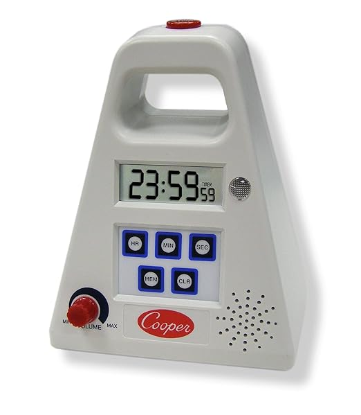 Cooper-Atkins FT24-0-3 Large Single Station Digital Kitchen Timer with Volume Control, 24 Hours Unit Range