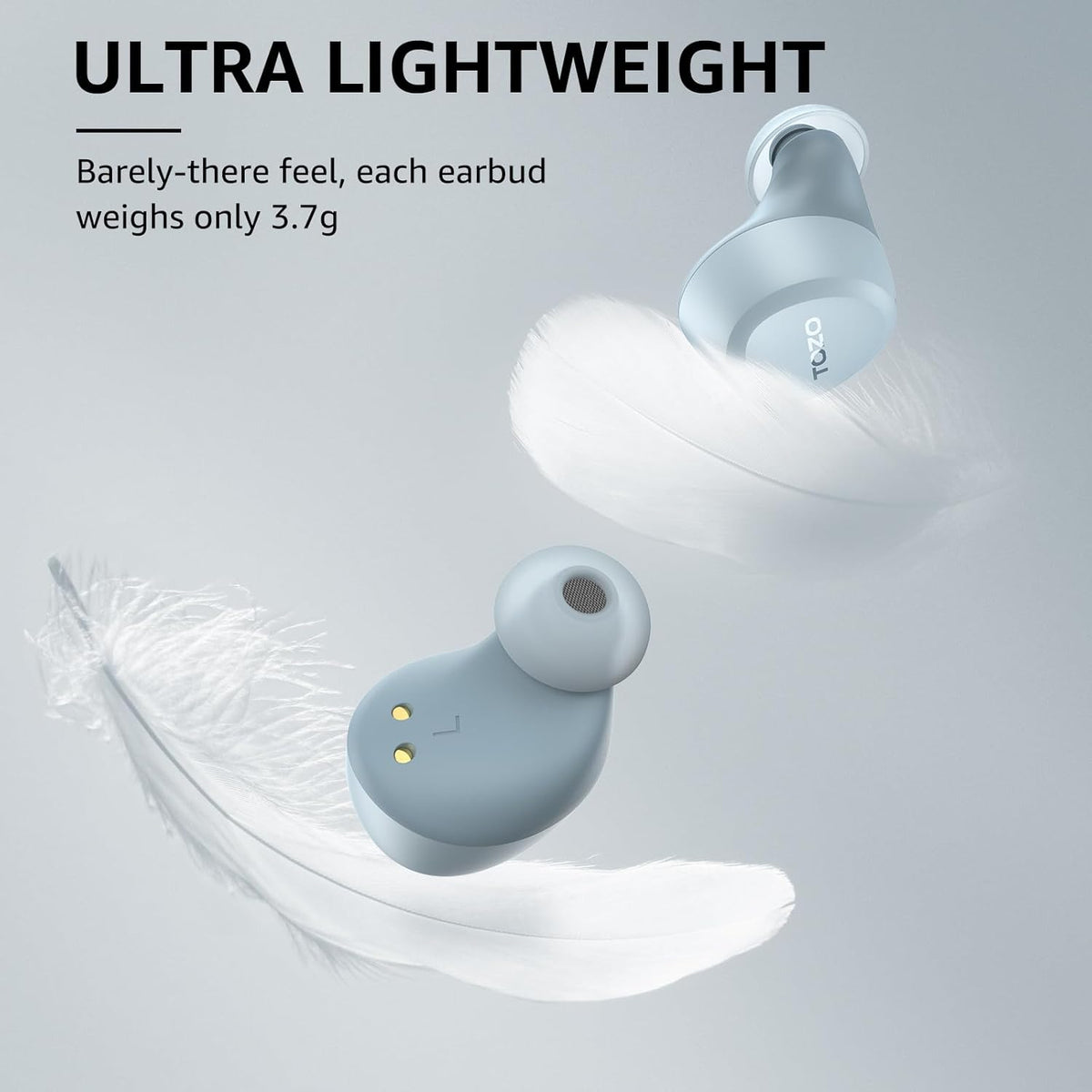 TOZO A1 Wireless Earbuds Bluetooth 5.3 Light Weight in Ear IPX5 Waterproof Headphones 2 Mic for AI Calls, Immersive Premium Sound Bass Headset with Charging Case, 32 Presets EQ Customization via App