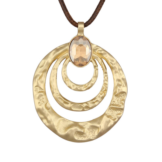 joymiao Boho Pendant Necklace for Women Long Chunky Statement Necklace with Large Gold Pendant Hippie Vintage Jewelry