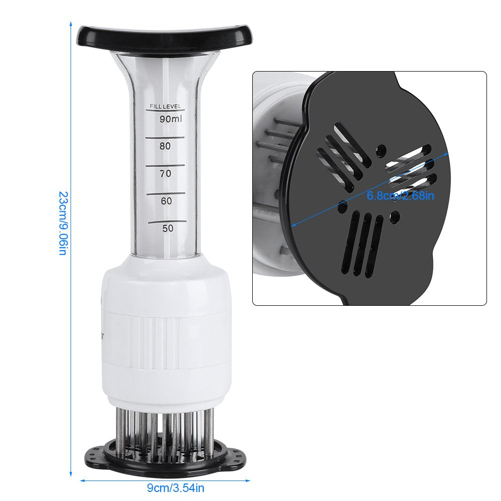 Textured Meat Tenderizer, 304 stainless steel Meat Marinade Tenderizer Needle Injector Steaks Flavor Syringe Cook Kitchen Tool