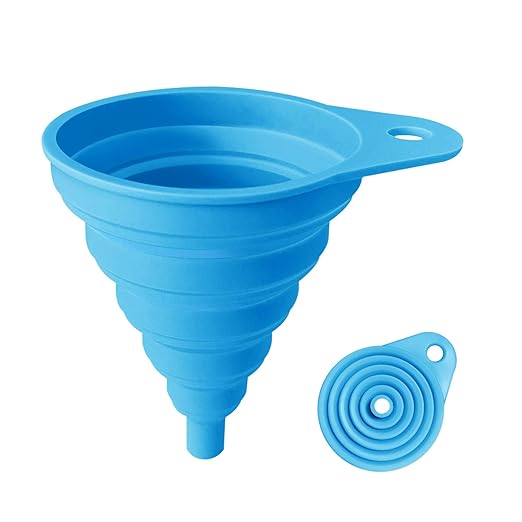 Funnels for Kitchen Use, Food Grade Silicone Collapsible Kitchen Funnel (Blue)